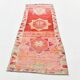 Tapis de couloir vintage à motif étoilé rouge et rose, 98 x 285 cm