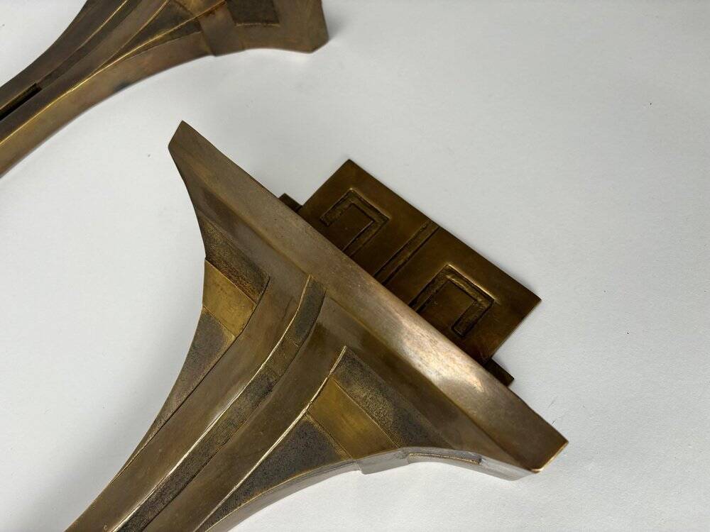 Italian Deco Style Wall Lamps in Bronze attributed to Banci, 1970s, Set of 2