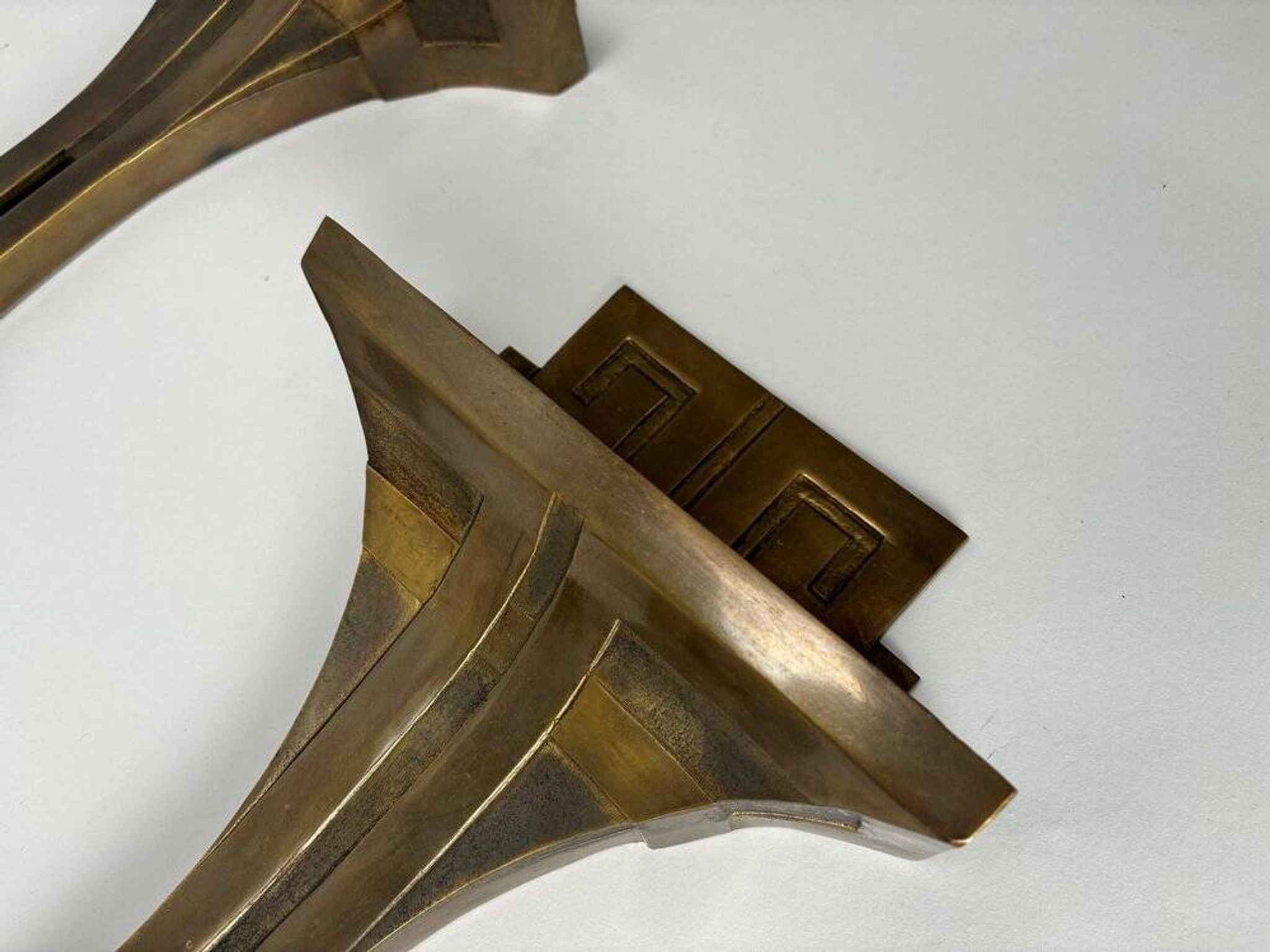 Italian Deco Style Wall Lamps in Bronze attributed to Banci, 1970s, Set of 2