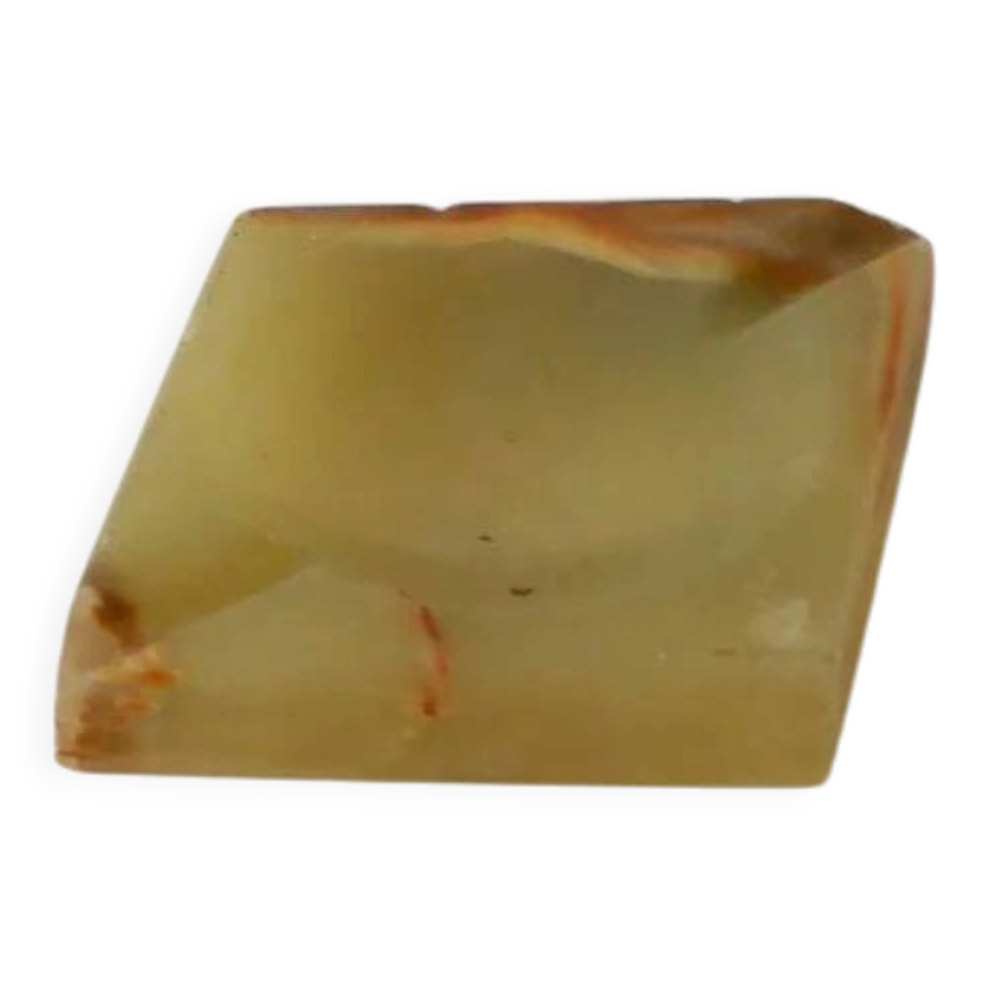 Vide-poche en onyx forme carreau vert et marron, 1970