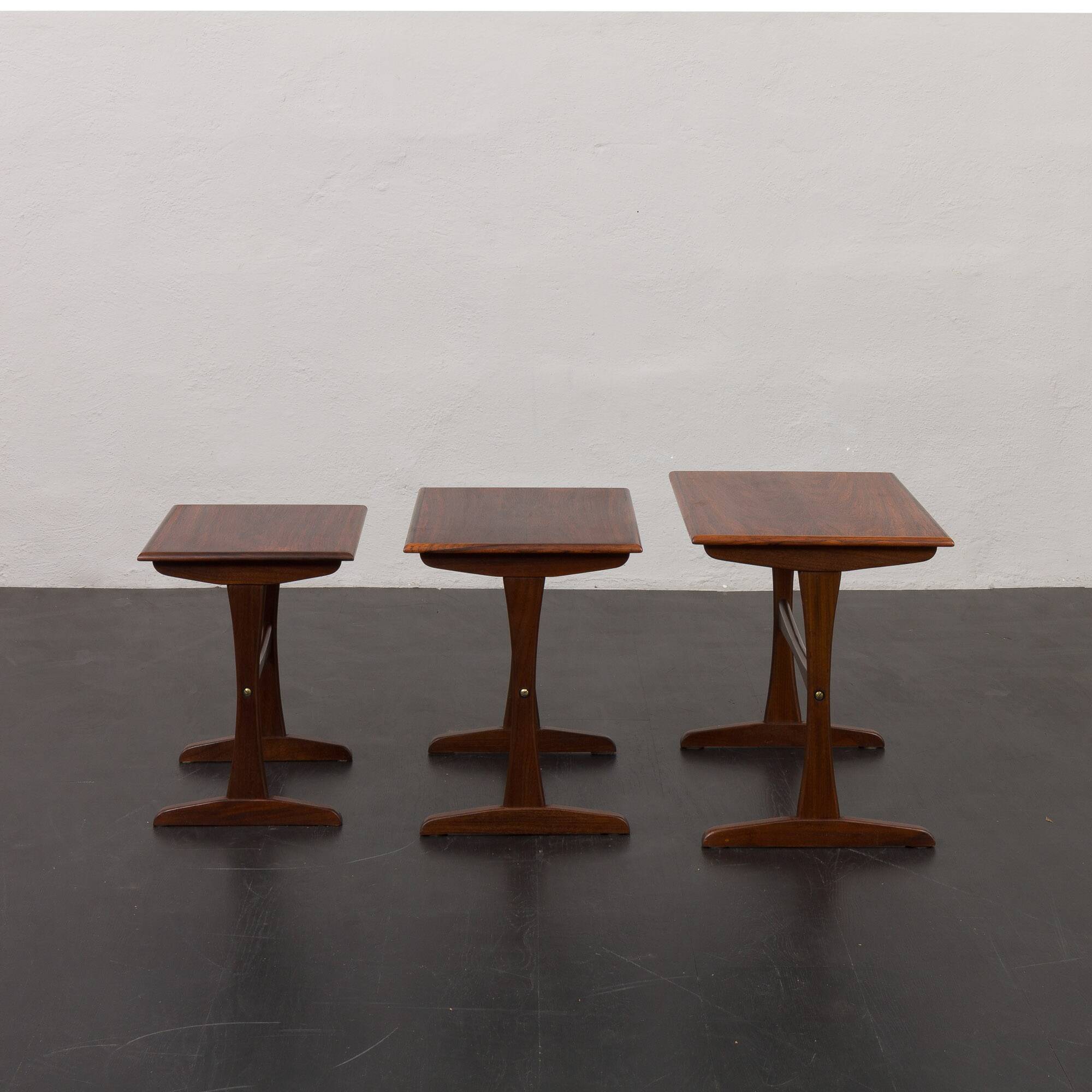Kai Kristiansen rosewood nesting tables for Vildbjerg Möbelfabrik, Denmark