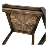 Set of 2 oak, rustic, farmhouse, ladderback dining chairs with rush seats