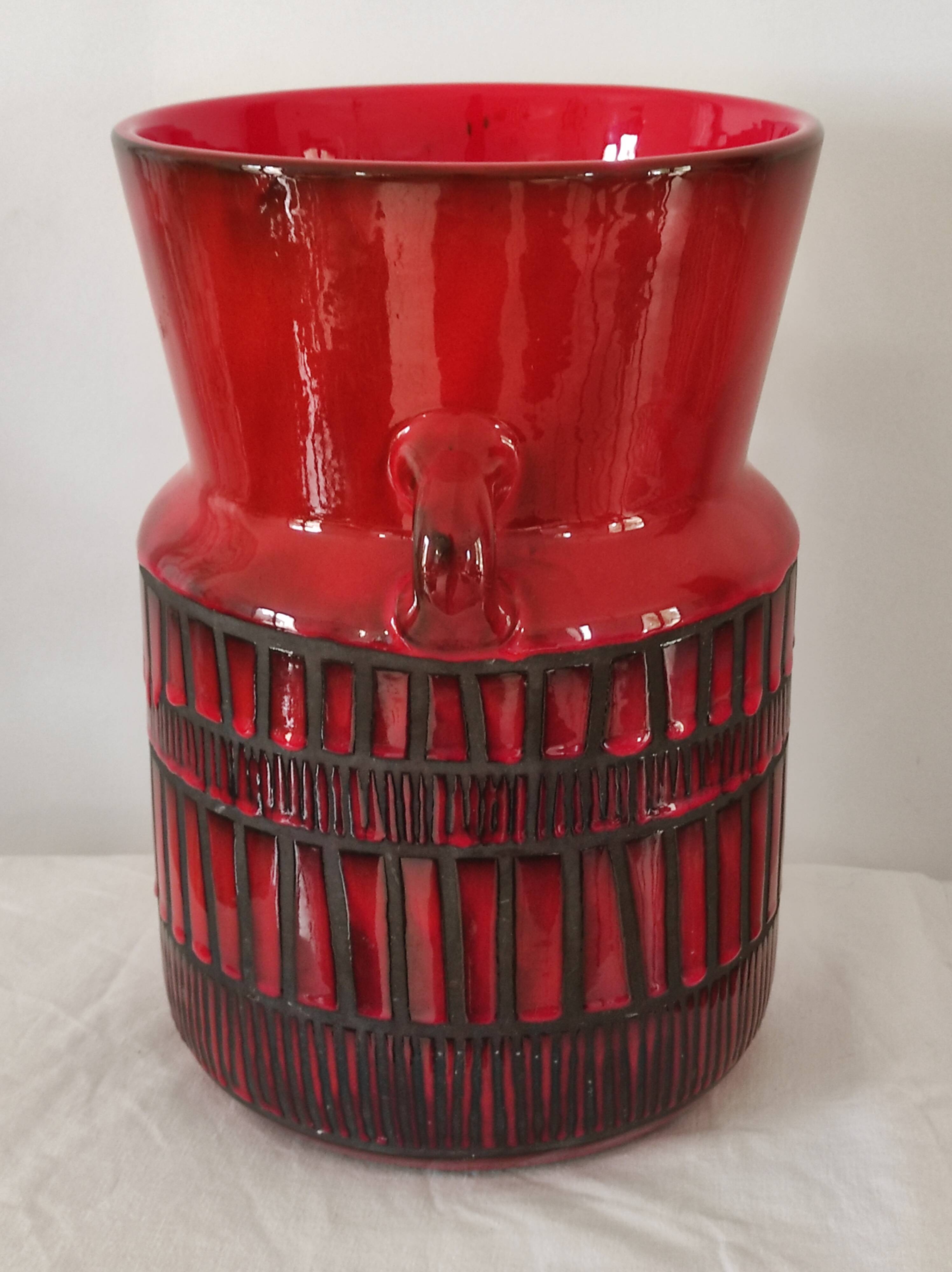 Red vase by Roger Capron circa 1960