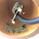 Suspension cylindrique en opaline zébré verre et teck vernis