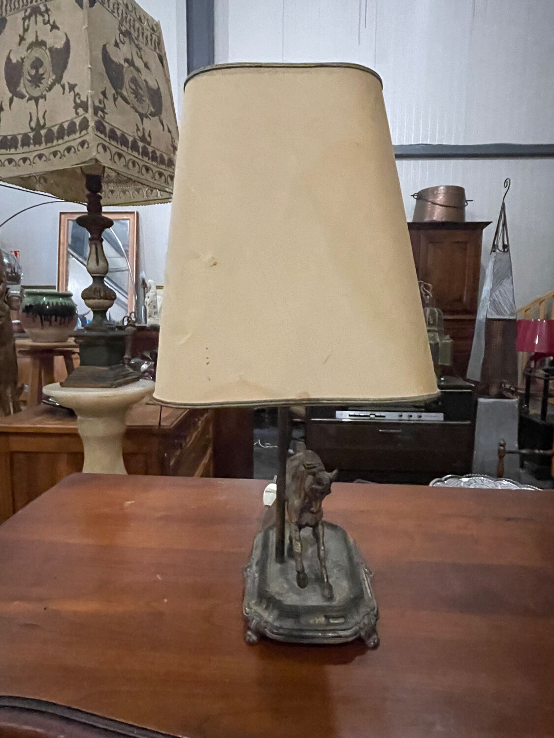 Table lamp in the Maison Charles style made of bronze featuring a horse.