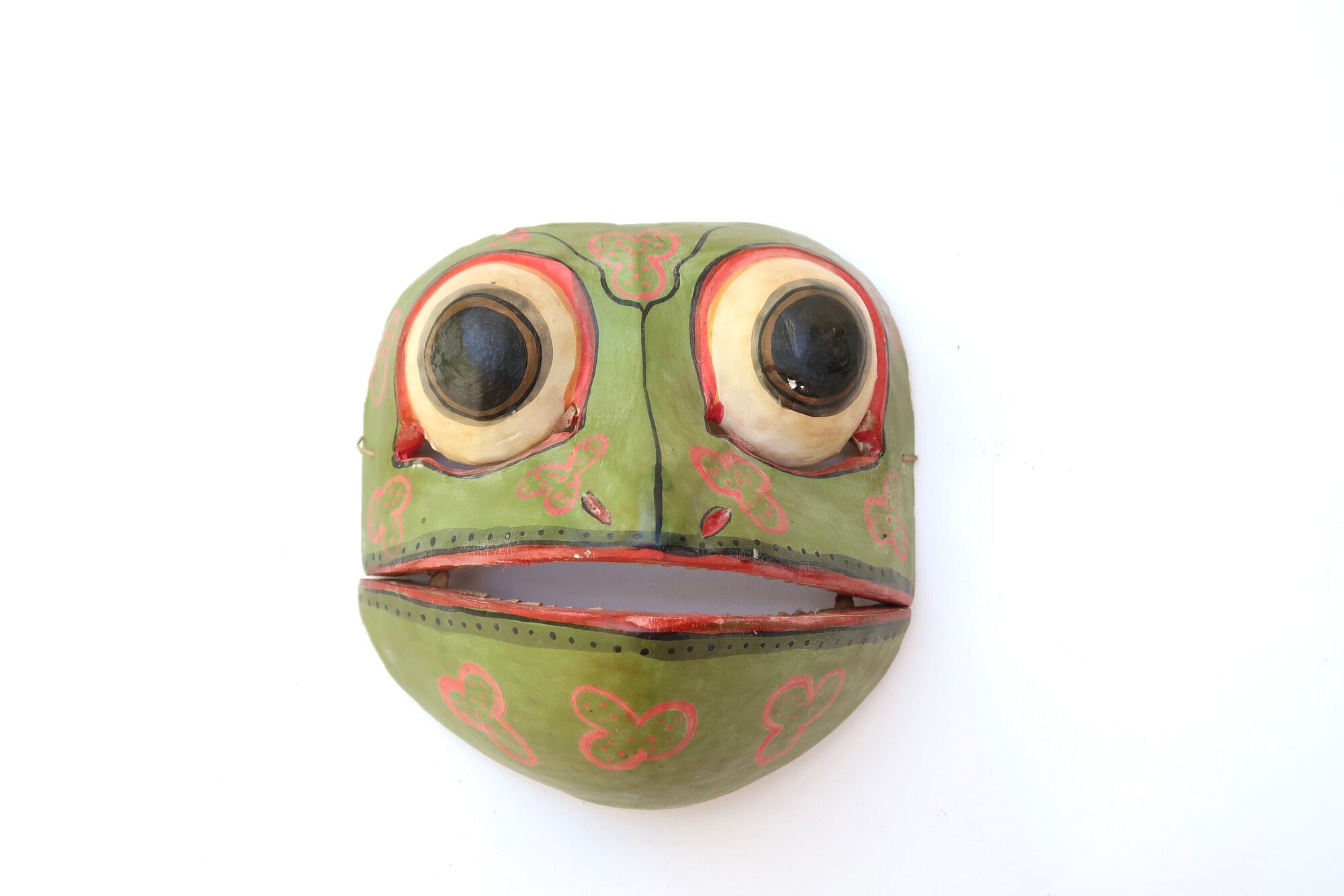 Articulated frog mask made of Bali wood, 80s