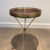 Round brass and mahogany sofa end from Jansen