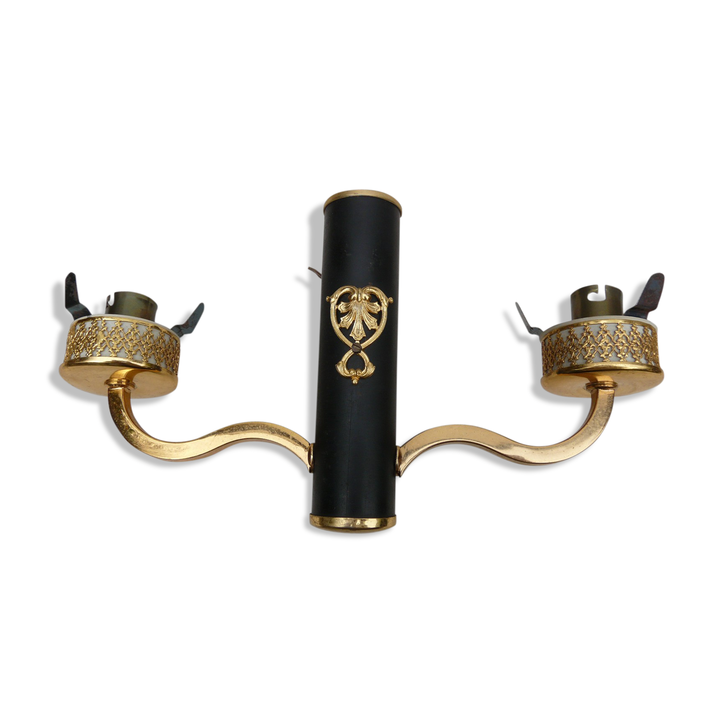 Applique double bras vintage noire et dorée