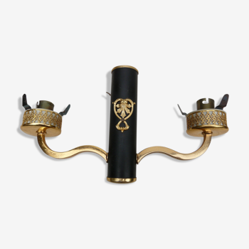 Beautiful black and gold vintage double arm wall light