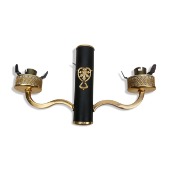 Beautiful black and gold vintage double arm wall light