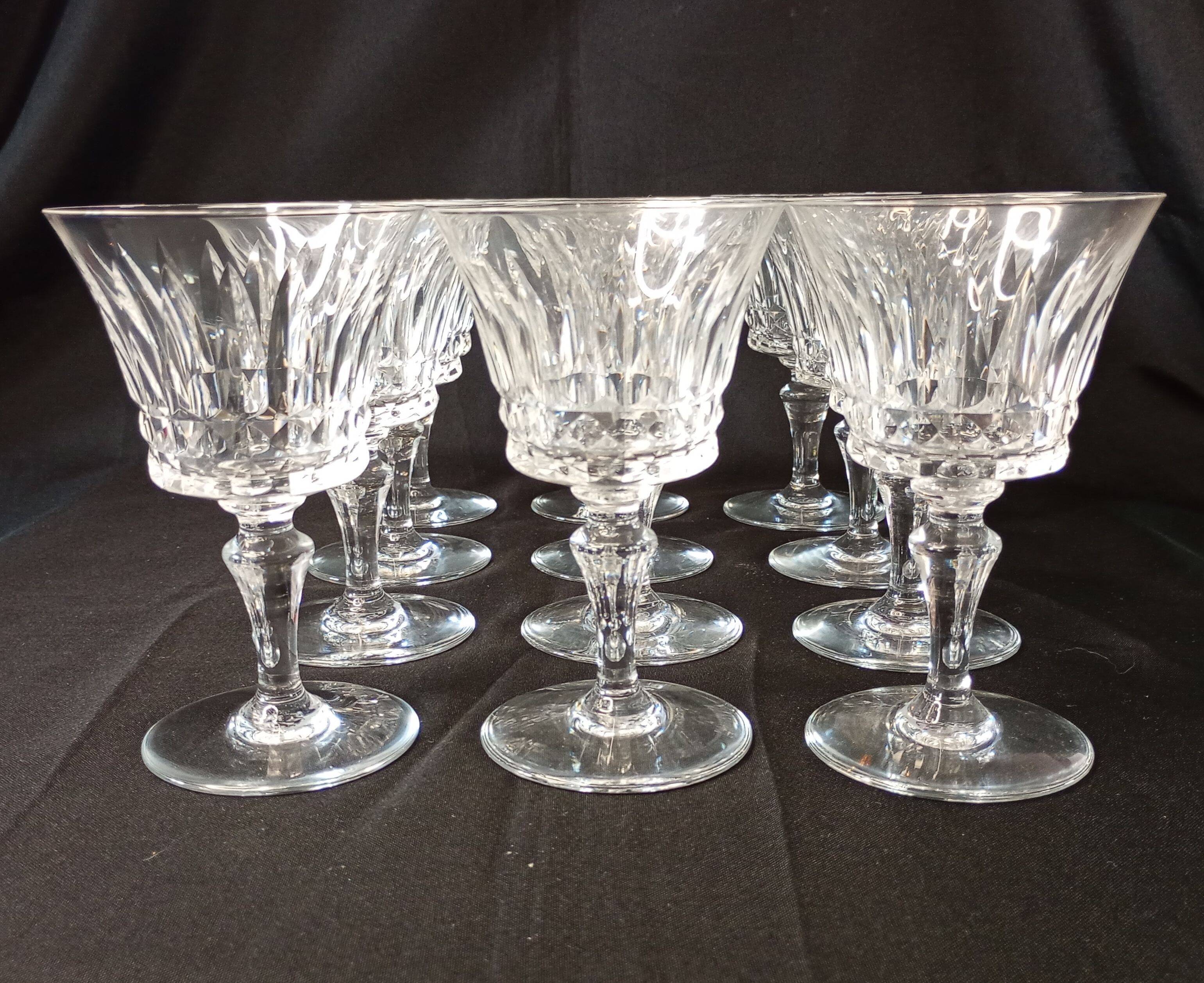 Set of 12 Baccarat Piccadilly Cut Crystal Red Wine Goblets