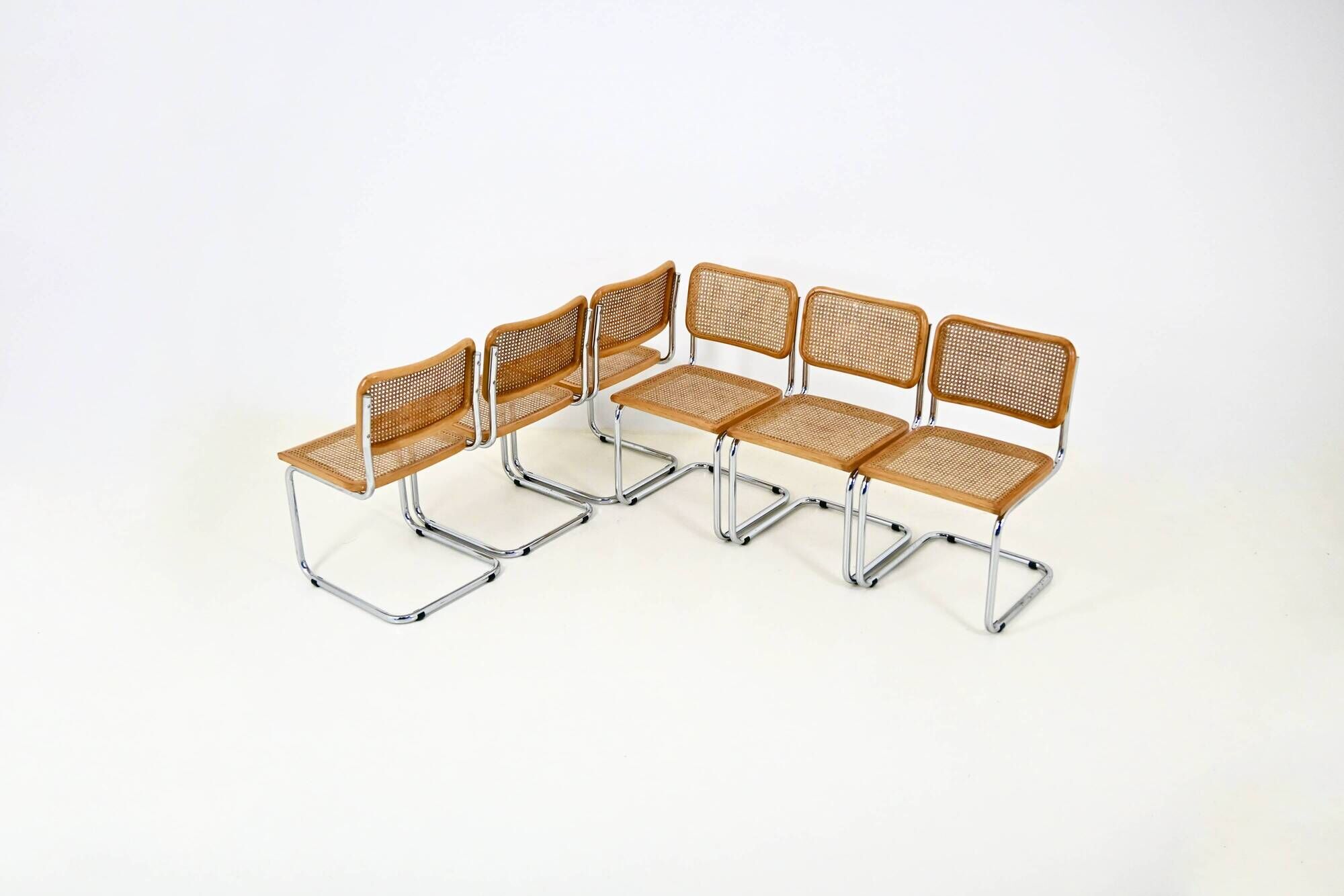 Set of 6 B32 style dining chairs by Marcel Breuer.