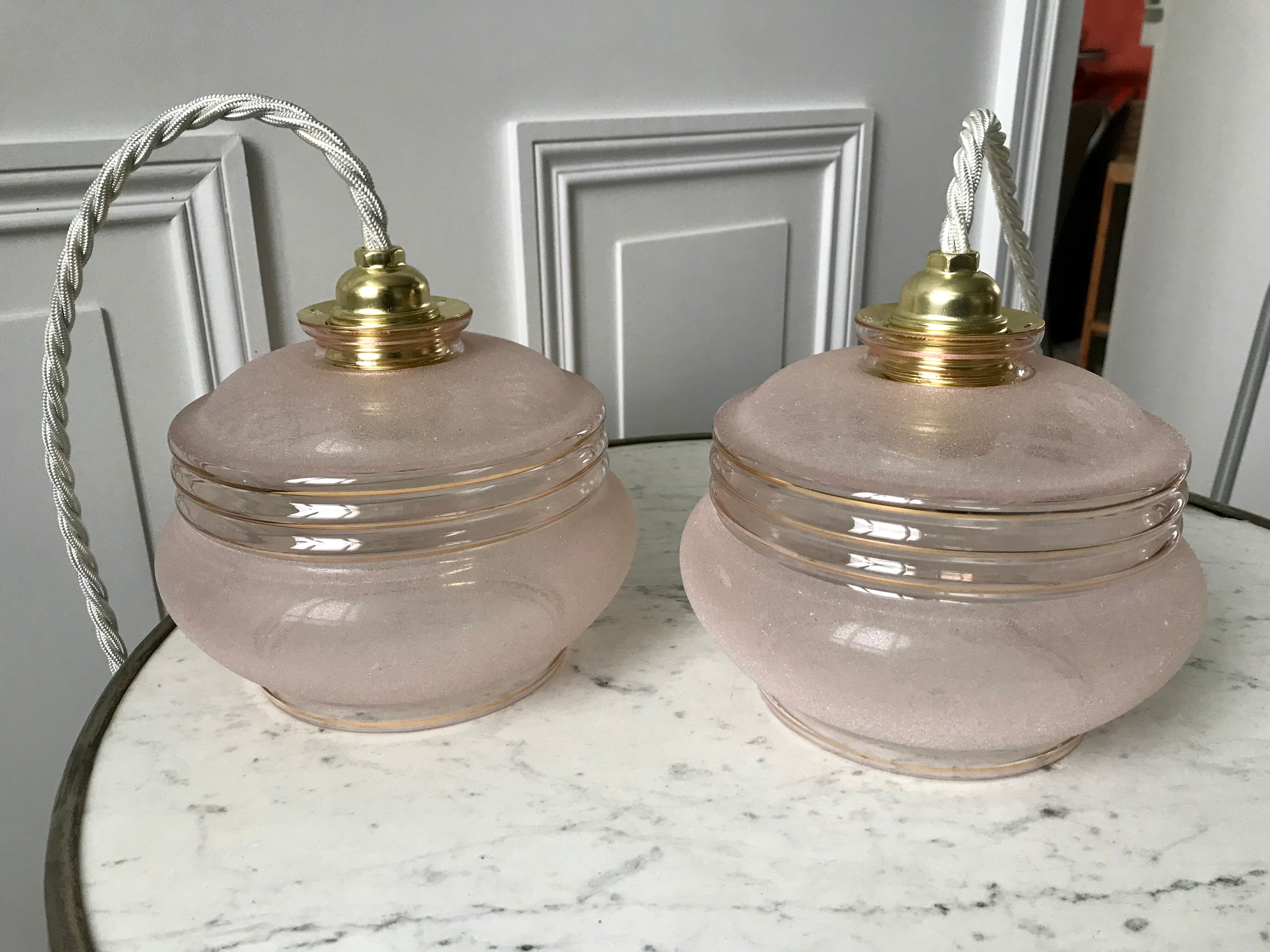 Pair of suspensions / pink granita 50s