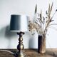Metal lamp, 2m fabric cable, silver lampshade