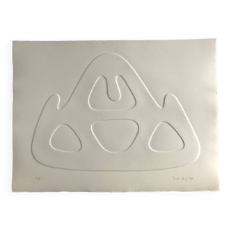 Signed and numbered print by Jean Legros, Geometric print inspired by reliefs, c 1970
