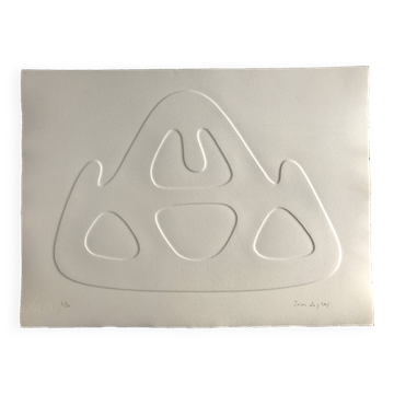 Estampe signée et numérotée de Jean Legros, Estampage géométrique inspiré des reliefs, c 1970