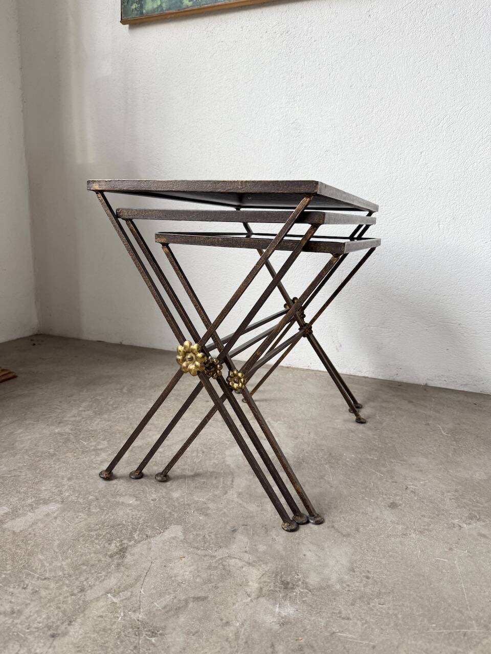 Adnet 1950s nesting tables trio