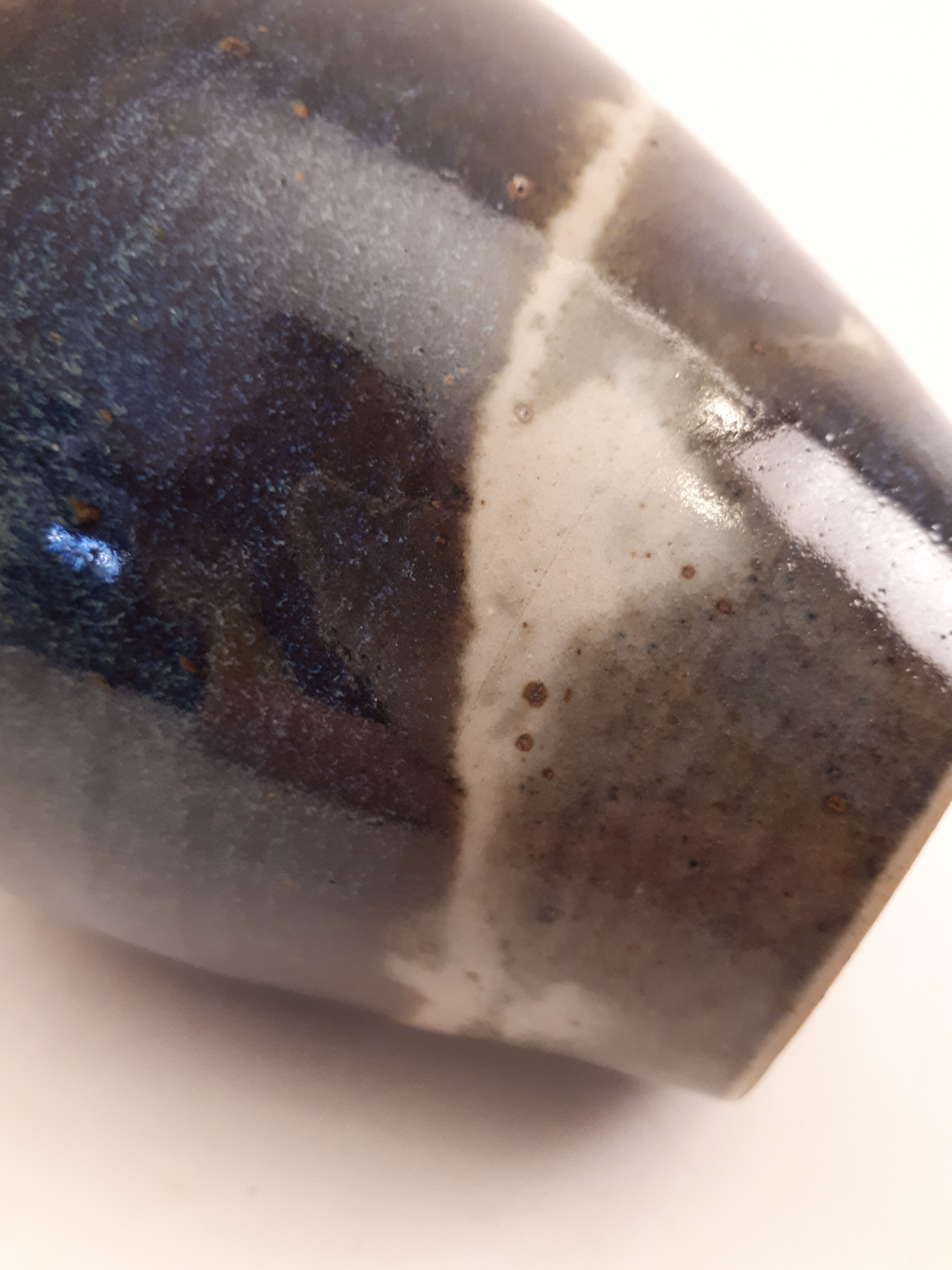 Vintage ceramic vase enamelled sandstone brown green blue