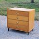 Vintage store chest of drawers in blond oak metal tube legs 4 drawers