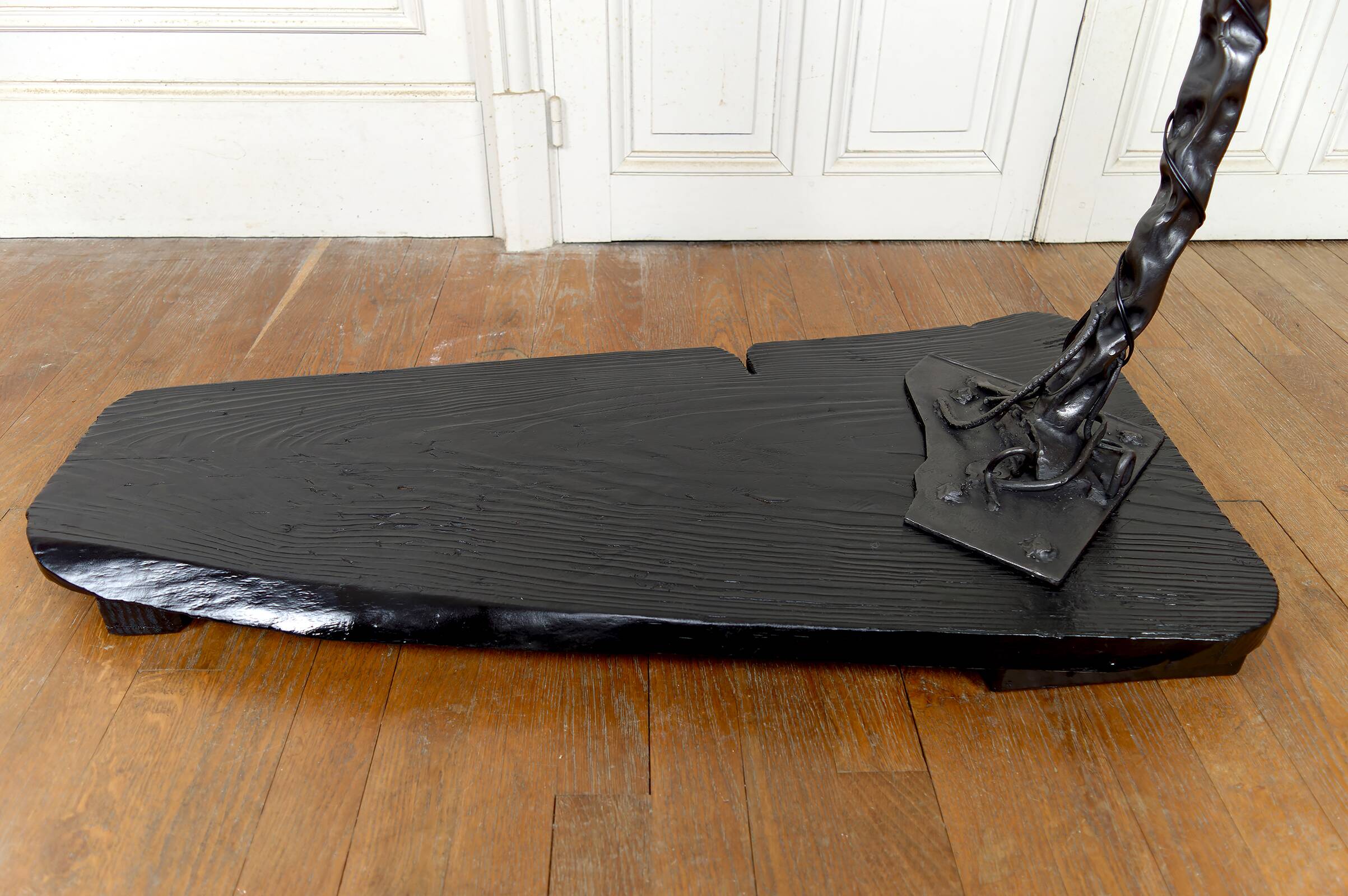 Brutalist sculptural wrought iron Dragon floor lamp, France