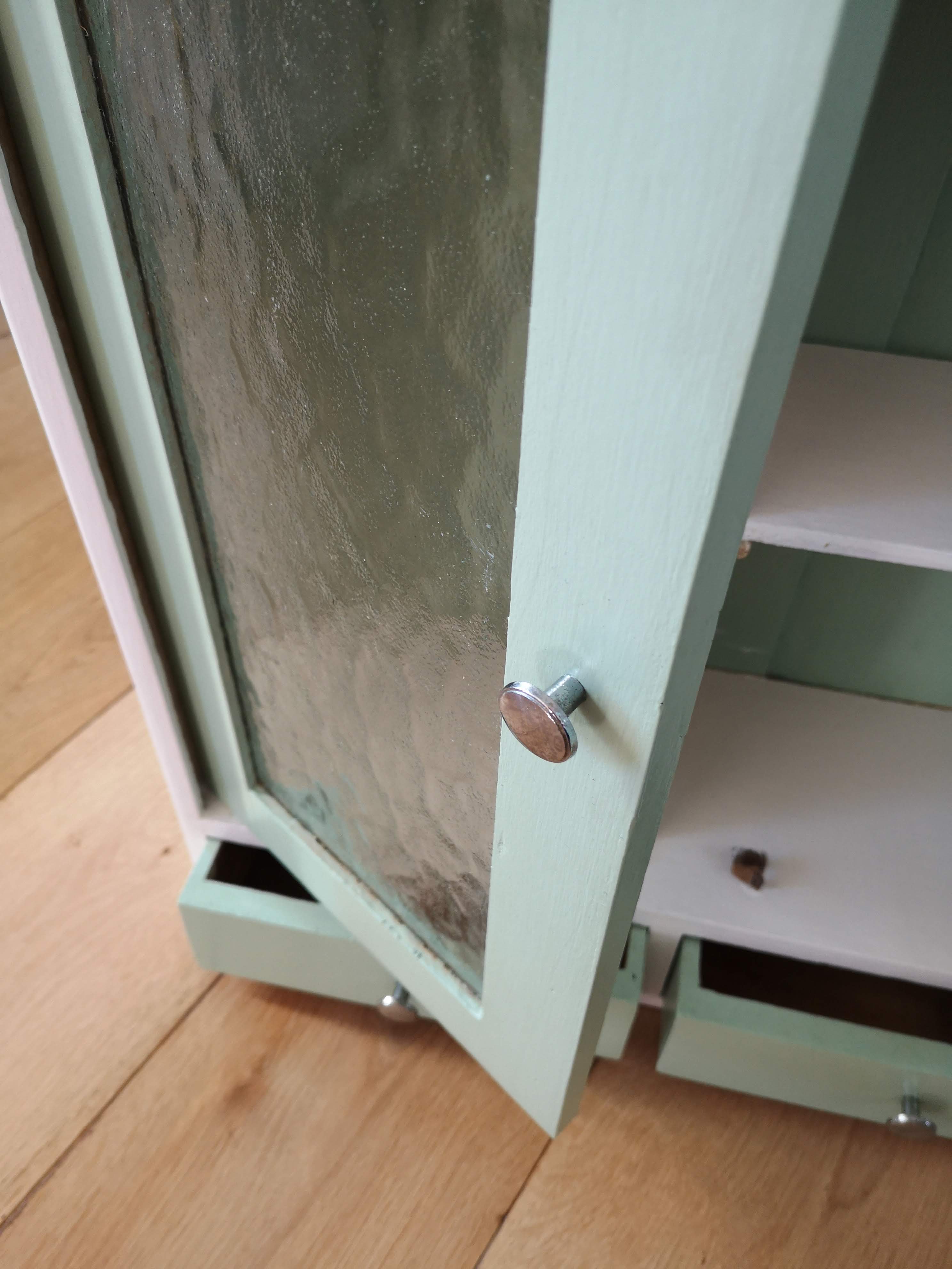 50s vintage medicine cabinet white celadon wood of poplar