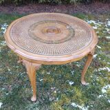English-style coffee table wood and caning