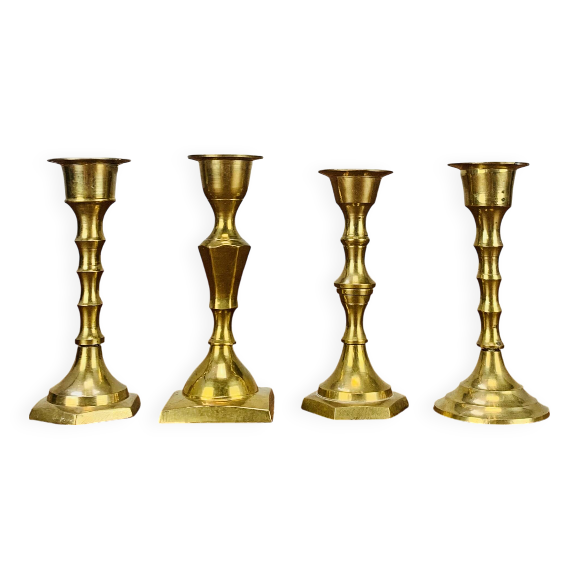 4 bougeoirs laiton doré vintage