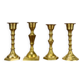 4 bougeoirs laiton doré vintage
