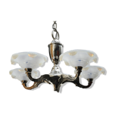 Opalescent chandelier in chrome metal
