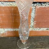 Vintage 1970s Cut Crystal Bohemian Vase #C866