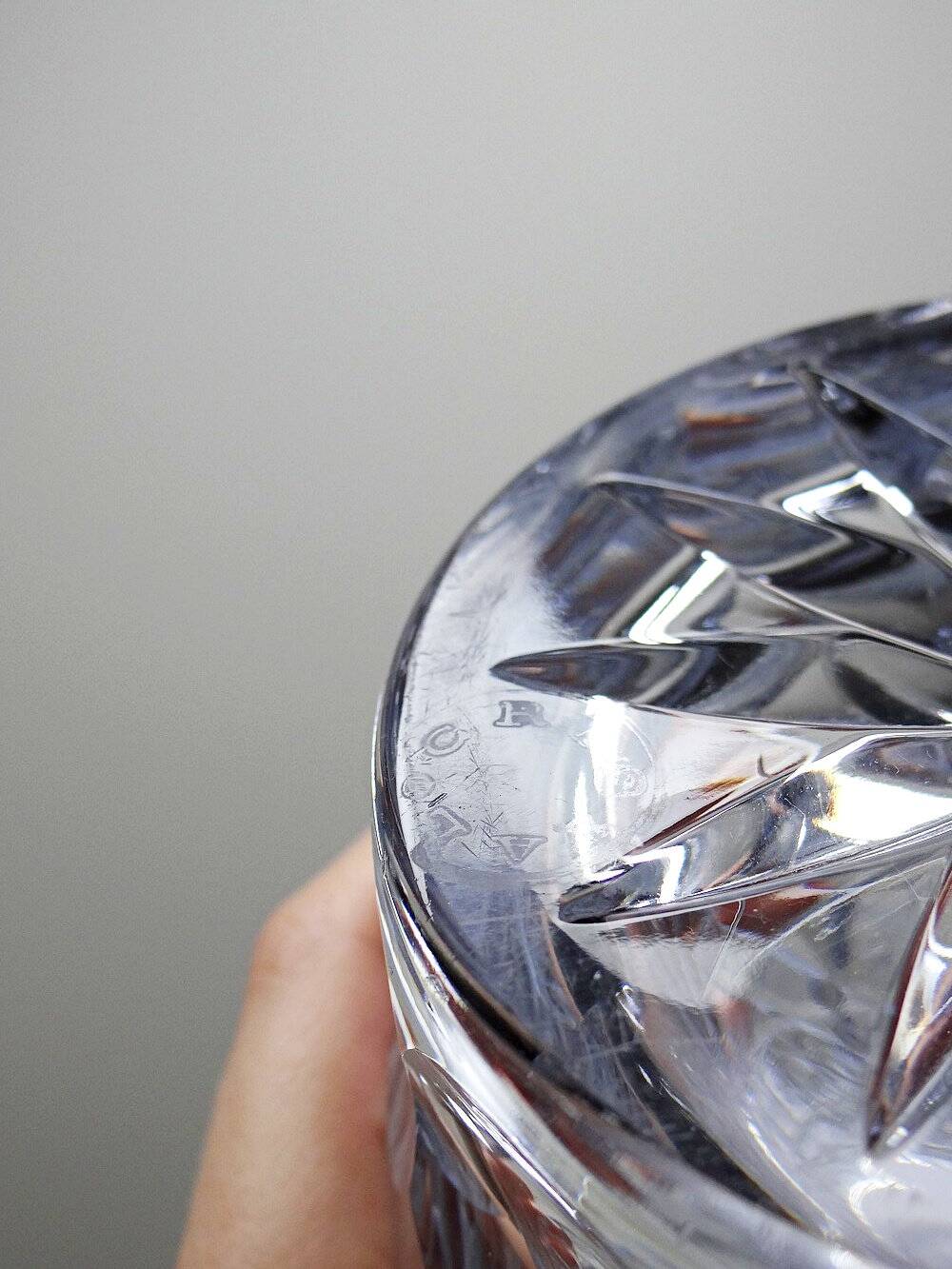 Large vintage cut and molded crystal vase, 1980-2000, Bohemia, Czechoslovakia