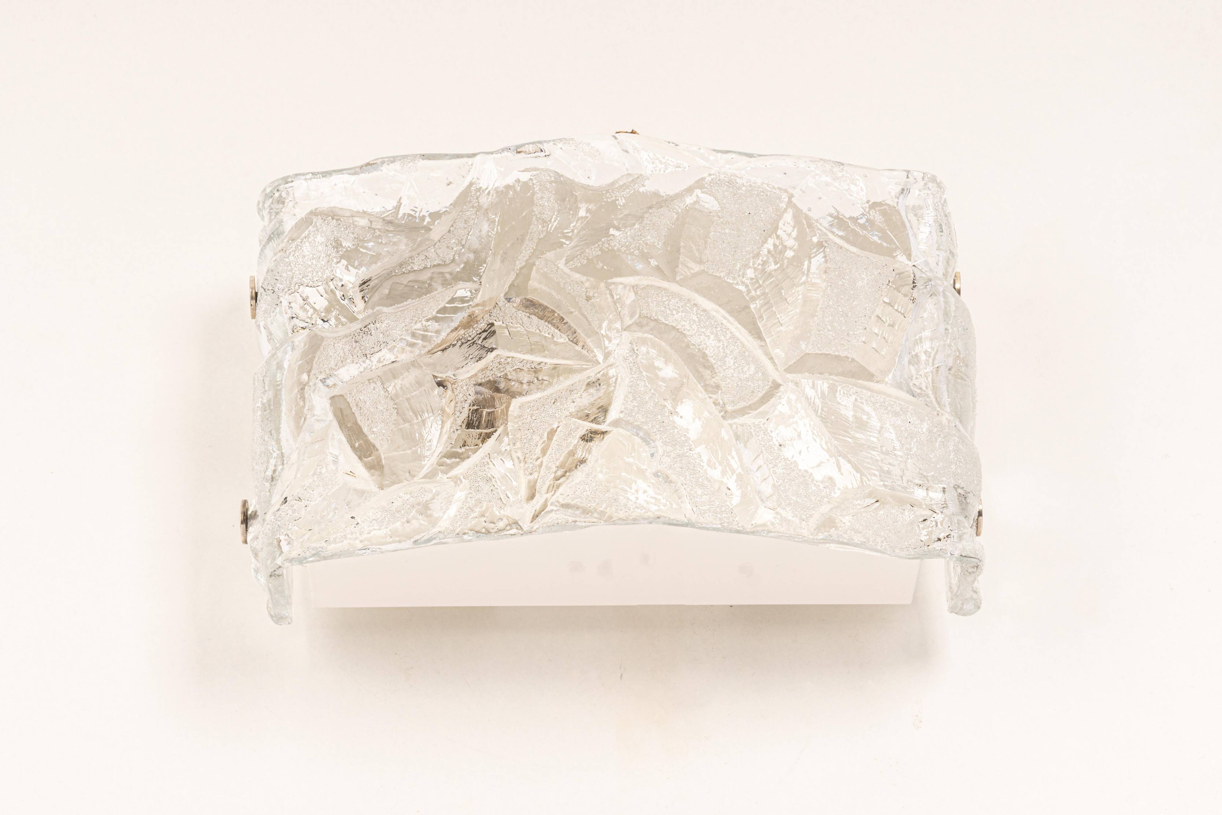 Pair of Murano glass wall sconces by Kaiser, Germany, 1970s.