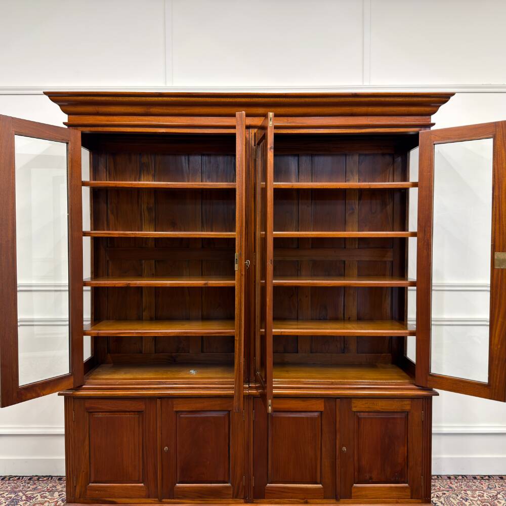 Classic English Bookcase with Glass Doors