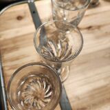 12 small twisted bistro glasses, 19th century