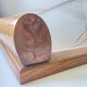 Plateau fleurs rétro 1950 bois et verre