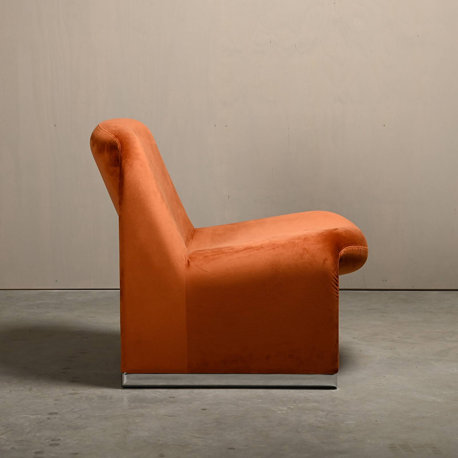 Giancarlo Piretti Alky Lounge Chair in Autumn Velvet for Anonima Castelli, Italy