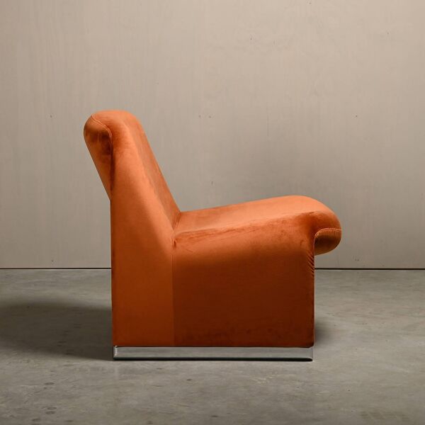 Fauteuil lounge Giancarlo Piretti Alky en velours d'automne pour Anonima Castelli, Italie