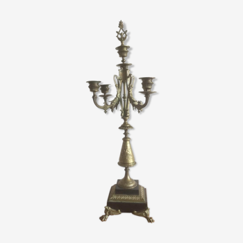 Beautiful candelabra 5 bronze and black marble branches - late 19th