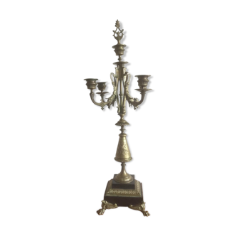 Beautiful candelabra 5 bronze and black marble branches - late 19th