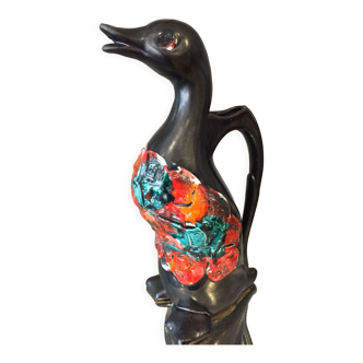 Zoomorphic pitcher duck vallauris fat vintage lava