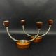 Pair of vintage candle holders in twisted wood and metal – Scandinavian design