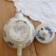 Antique teapot Saint-Uze steel clay with cobalt blue floral decoration.