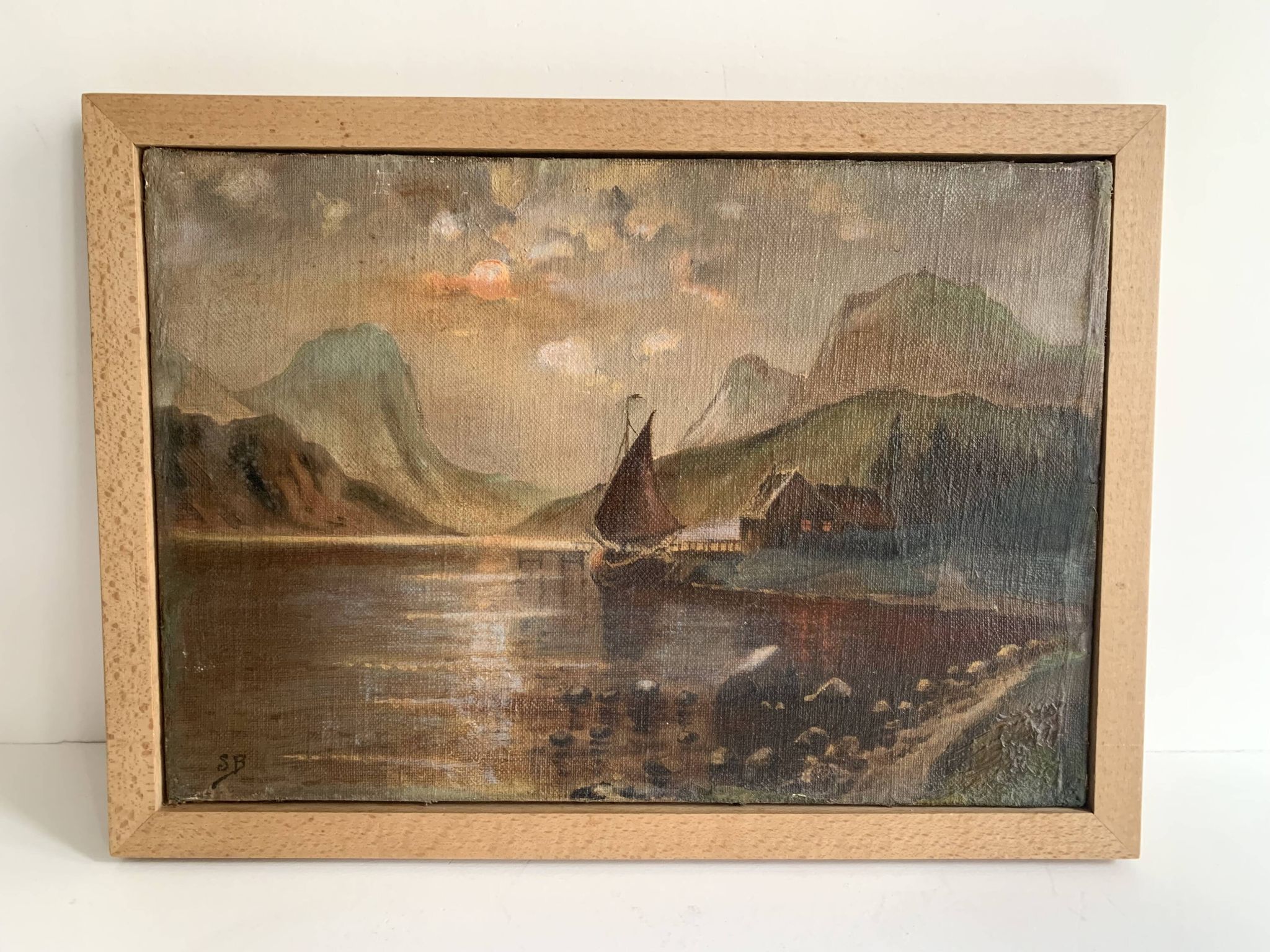 19th century French school, signed oil painting, framed seascape