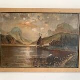 19th century French school, signed oil painting, framed seascape