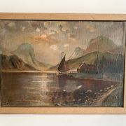19th century French school, signed oil painting, framed seascape