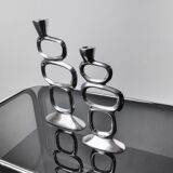 Pair of circle candlesticks by Matthew Hilton, England, 1980
