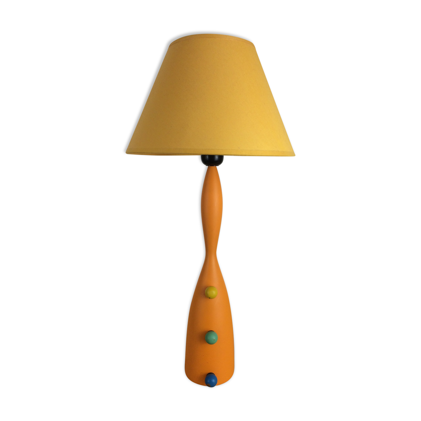 Lamp Olivier Villatte orange wood, 80s | Selency