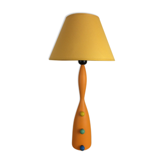 Lamp Olivier Villatte orange wood, 80s