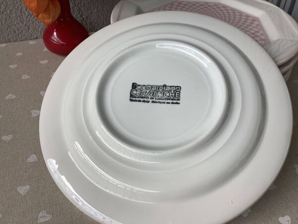 Assiettes San Marciano vichy psychédélique rose - rare