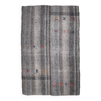 Tapis Kilim Turc Gris Noir 159x247Cm SK 240591